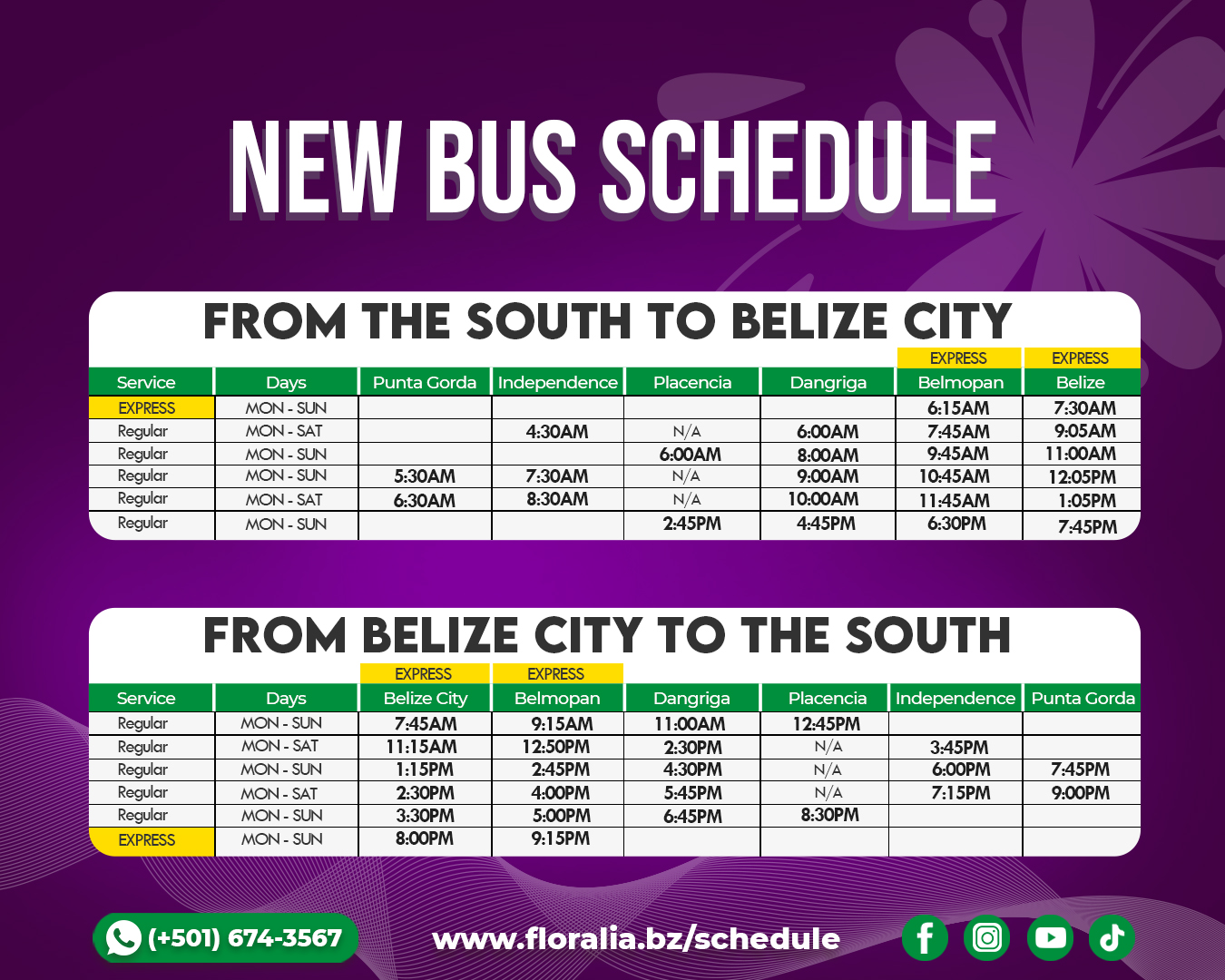 Belize Bus Schedule - Floralia